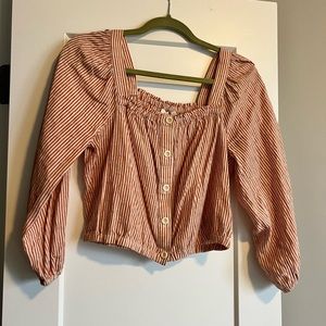 Madewell cropped striped blouse